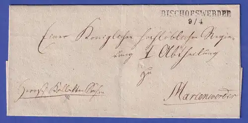 Preußen Dienstbrief mit Zweizeiler BISCHOFSWERDER, nach 1850
