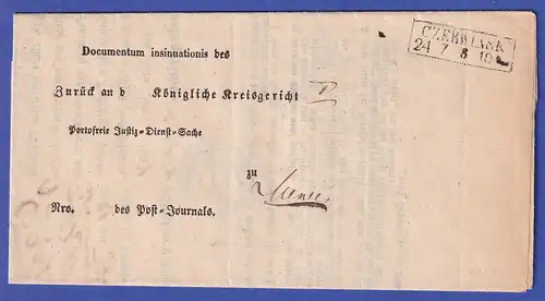 Preußen Dienstbrief mit Rechteckstempel CZERWINSK, 1854