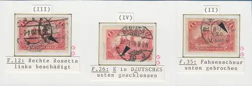 Dt. Reich 1920 Mi.-Nr. A113  Lot 3 Plattenfehler II , III , IV   O  gpr. INFLA