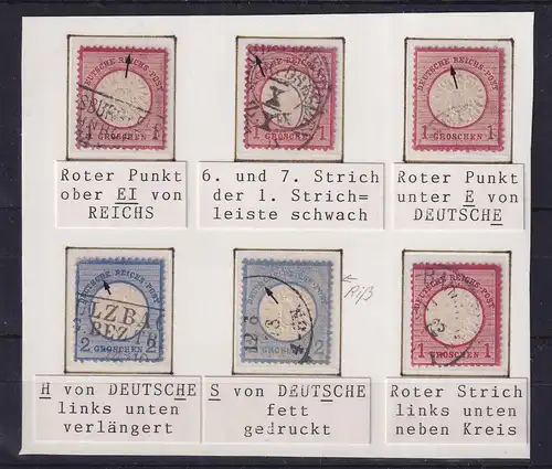 Deutsches Reich Brustschild Lot 6 Werte gestempelt mit Druckbesonderheiten