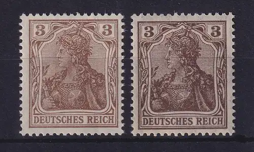 Dt. Reich Germania Kriegsdruck 3 Pf Mi.-Nr. 84 II a und b postfrisch **