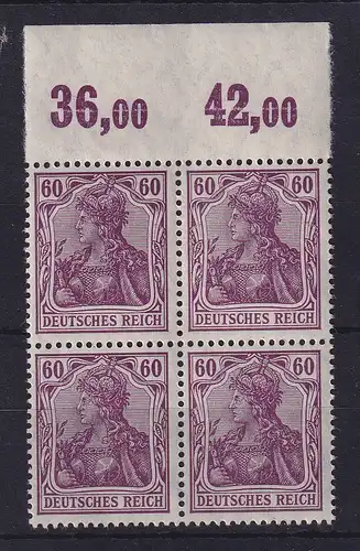 Dt. Reich Germania Kriegsdruck 60 Pf Mi.-Nr. 92 II b POR Viererblock **
