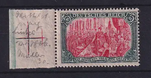 Dt. Reich Markwerte Kriegsdruck 5 Mark Mi.-Nr. 97 B II, Seitenrandstück **