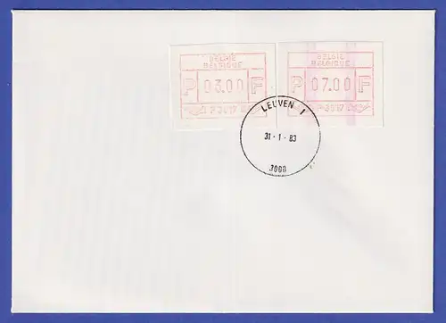 Belgien FRAMA-ATM P3017 mit ENDSTREIFEN in MIF auf FDC LEUVEN 1  31.1.83