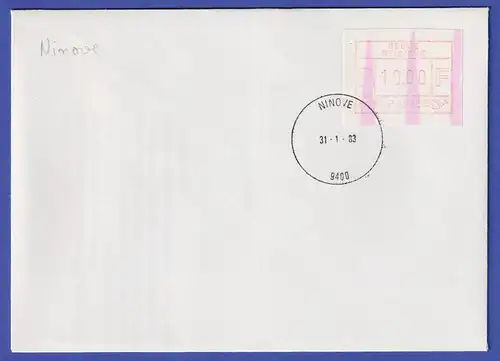 Belgien FRAMA-ATM P3022 mit ENDSTREIFEN  auf FDC NINOVE  31.1.83