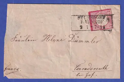 Deutsches Reich kl. Brustschild 1 Gr Mi.-Nr. 4 auf Brief aus STUMSDORF BAHNHOF