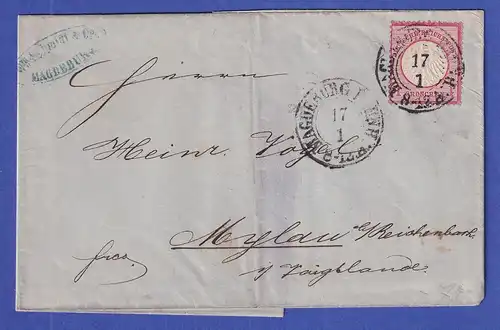 Deutsches Reich kl. Brustschild 1 Gr Mi.-Nr. 4 auf Brief aus MAGDEBURG BAHNHOF