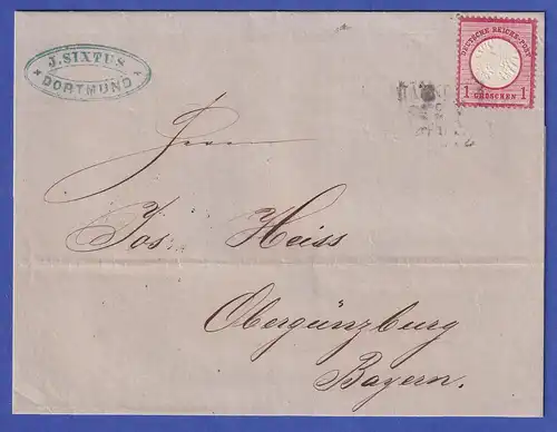 Deutsches Reich gr. Brustschild 1 Groschen Mi.-Nr. 19 auf Brief aus HANNOVER