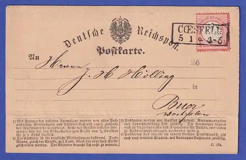 Deutsches Reich kl. Brustschild 1/2 Gr Mi.-Nr. 3 auf Postkarte aus COESFELD