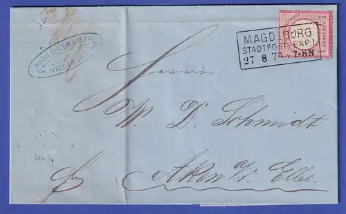 Deutsches Reich gr. Brustschild 1 Groschen Mi.-Nr. 19  auf Brief aus MAGDEBURG