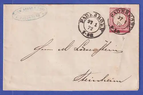 Deutsches Reich kl. Brustschild 1 Gr Mi.-Nr. 4 auf Brief aus PADERBORN