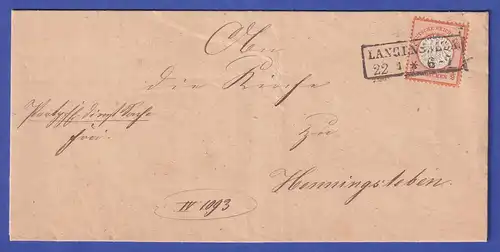 Deutsches Reich gr. Brustschild 1/2 Gr Mi.-Nr. 18 EF auf Brief aus LANGENSALZA