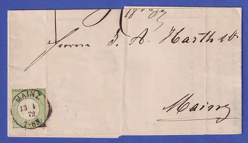 Deutsches Reich kl. Brustschild 1 Kreuzer Mi.-Nr. 7 auf Brief aus MAINZ