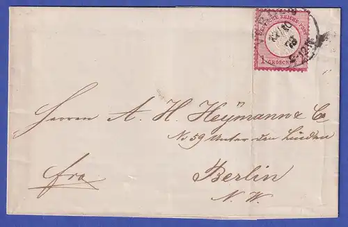 Deutsches Reich gr. Brustschild 1 Groschen Mi.-Nr. 19 auf Brief aus VERDEN