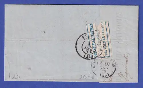 Deutsches Reich kl. Brustschild Mi.-Nr. 7 und 8 als MiF auf Brief aus COLMAR