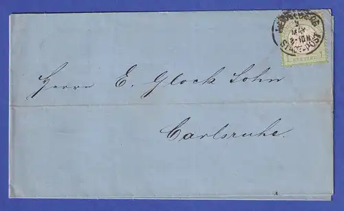 Deutsches Reich kl. Brustschild 1 Kreuzer Mi.-Nr. 7 auf Brief aus HEIDELBERG