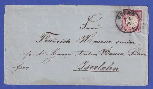 Deutsches Reich kl. Brustschild 1 Groschen Mi.-Nr. 4 auf Brief aus HOEHR