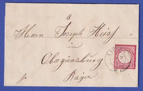 Deutsches Reich kl. Brustschild 1 Groschen Mi.-Nr. 4 auf Brief aus AACHEN