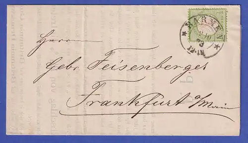 Deutsches Reich gr. Brustschild 1/3 Gr Mi.-Nr. 17 auf Brief aus BARMEN