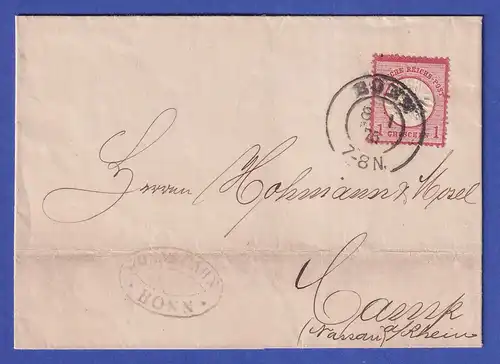 Deutsches Reich gr. Brustschild 1 Groschen Mi.-Nr. 19 auf Brief aus BONN