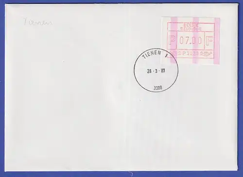 Belgien FRAMA-ATM P3029 mit ENDSTREIFEN auf FDC TIENEN 1  28.3.83