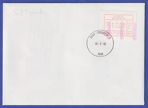 Belgien FRAMA-ATM P3028 ENDSTREIFEN-Ende auf FDC SINT-TRUIDEN 1  28.3.83