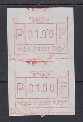 Belgien FRAMA-ATM P3051 ohne Oberlinie zusammenhängendes Paar **