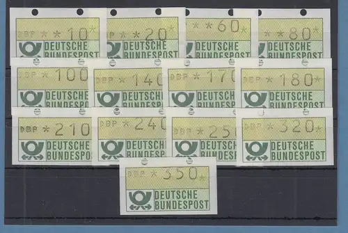 ATM 1.1 Satz 13 Werte 10-350Pfg alle verschnittten Werteindruck teils verschoben