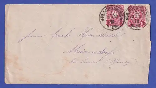 Deutsches Reich 10 Pfennige Mi.-Nr. 33 als MEF auf Brief aus  PLAUEN SACHS.