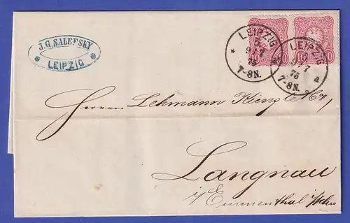 Deutsches Reich 10 Pfennige Mi.-Nr. 33 als MEF auf Brief aus LEIPZIG