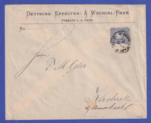 Deutsches Reich 20 Pfennige Mi.-Nr. 34  auf Bank-Brief aus FRANKFURT A. M.