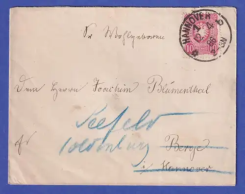 Deutsches Reich 10 Pfennig Mi.-Nr. 41 auf Brief aus HANNOVER