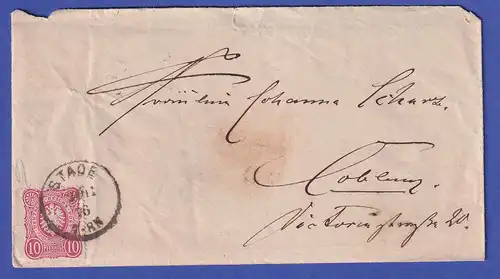 Deutsches Reich 10 Pfennige Mi.-Nr. 33 auf Brief aus STADE 26.11.76