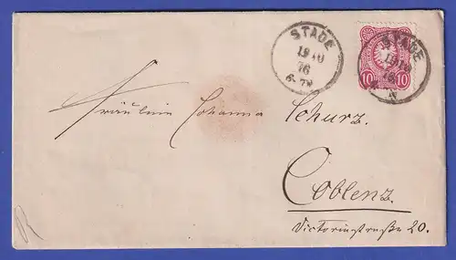 Deutsches Reich 10 Pfennige Mi.-Nr. 33 auf Brief aus STADE 19.10.76