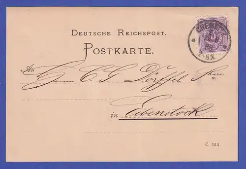 Deutsches Reich 5 Pfennig Mi.-Nr. 40 auf Firmen-Postkarte aus CHEMNITZ