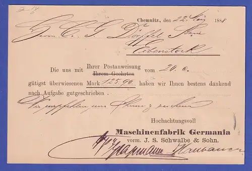 Deutsches Reich 5 Pfennig Mi.-Nr. 40 auf Firmen-Postkarte aus CHEMNITZ