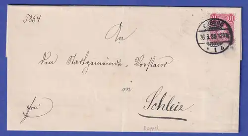Deutsches Reich 10 Pfennig Mi.-Nr. 41 auf wiederverwendeten Umschlag aus COBURG