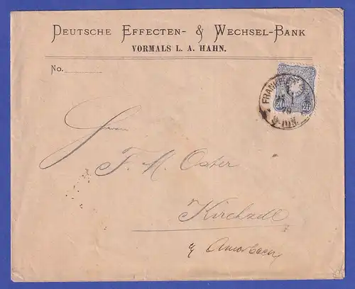 Deutsches Reich 20 Pfennige Mi.-Nr. 34  auf Brief aus FRANKFURT A.M.
