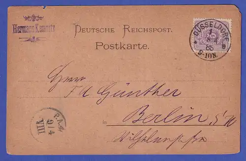 Deutsches Reich 5 Pfennig Mi.-Nr. 40 auf Firmen-Postkarte aus DÜSSELDORF