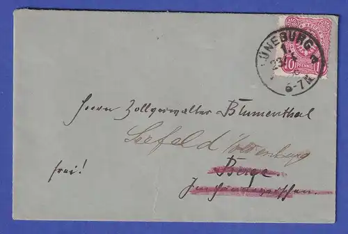 Deutsches Reich 10 Pfennig Mi.-Nr. 41 auf Brief aus LÜNEBURG