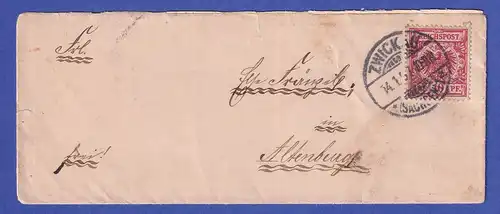 Dt. Reich Krone/Adler 10 Pfennig Mi.-Nr. 47 auf Brief aus ZWICKAU