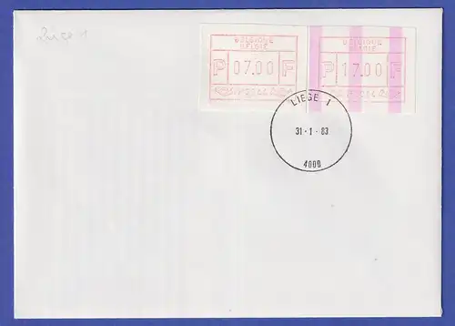 Belgien FRAMA-ATM P3044 mit ENDSTREIFEN auf FDC LIEGE 1 vom  31.1.83