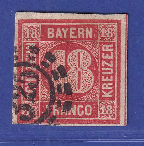 Bayern 18 Kreuzer zinnober Mi.-Nr. 13 gestempelt mit OMR 325 München