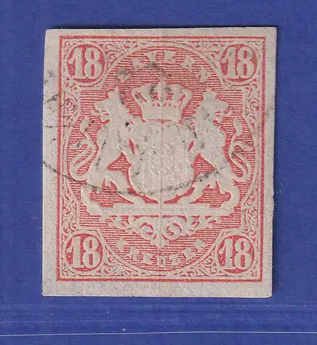Bayern Wappen 18 Kreuzer zinnober Mi.-Nr. 19 sauber gestempelt 