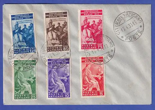 Vatikan 1935 Juristenkongress Mi.-Nr. 45-50 gestempelt auf Umschlag