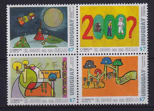 Uruguay 1999-2000 Jahrtausendwende Mi.-Nr. 2448-51 4er-Block ** 