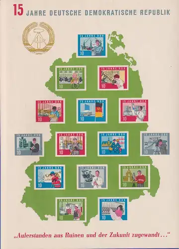 DDR 1964 Großblock 15 Jahre DDR Mi.-Nr. Block 19 (*)  ohne Gummi  wie ausgegeben