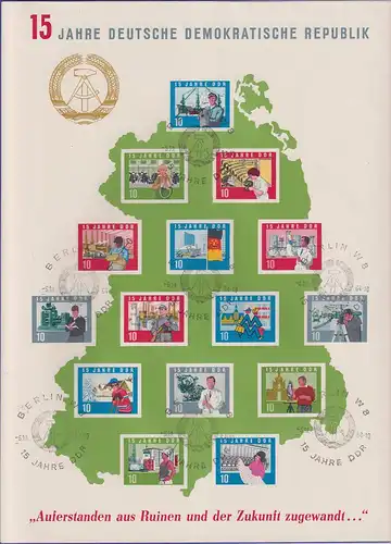 DDR 1964 Großblock 15 Jahre DDR Mi.-Nr. Block 19 mit Sonderstempel BERLIN W 8 