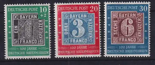 Bundesrepublik 1949 100 Jahre bayerische Briefmarken Mi.-Nr. 113-115 **