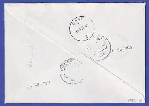 Belgien ATM P3044 Höchstwert 84.00  mit ENDSTREIFEN neben SFS auf R-Expr-Brief